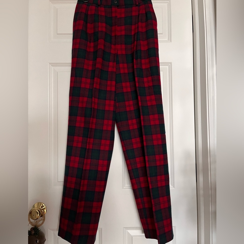 Pendleton Lindsay Tartan Plaid Pants / Slacks sz 10 Red Green, Navy Blue LN